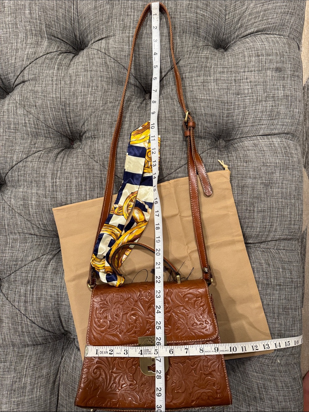 Patricia Nash Chauny Tooled Floral Embossed Brown Leather Satchel - Picture 17 of 17